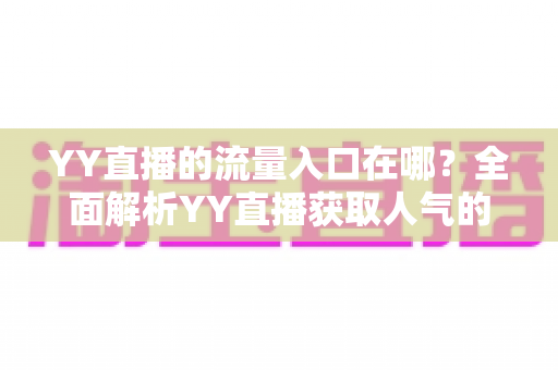 YY直播的流量入口在哪?全面解析YY直播获取人气的核心渠道与实用运营指南 YY直播的流量入口在哪?全面解析YY直播获取人气的核心渠道与实用运营指南
