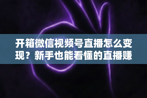 开箱微信视频号直播怎么变现？新手也能看懂的直播赚钱全攻略