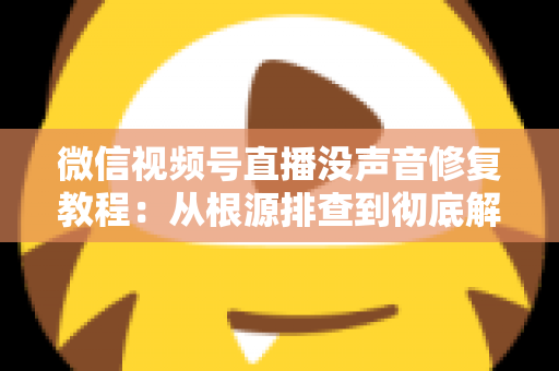 微信视频号直播没声音修复教程:从根源排查到彻底解决的完整指南 微信视频号直播没声音修复教程:从根源排查到彻底解决的完整指南