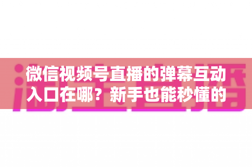 微信视频号直播的弹幕互动入口在哪？新手也能秒懂的直播间互动全攻略