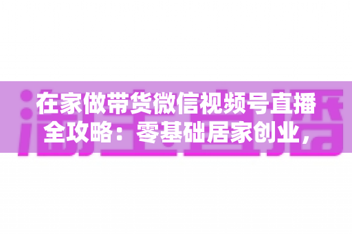 在家做带货微信视频号直播全攻略：零基础居家创业，一部手机开启副业变现之路